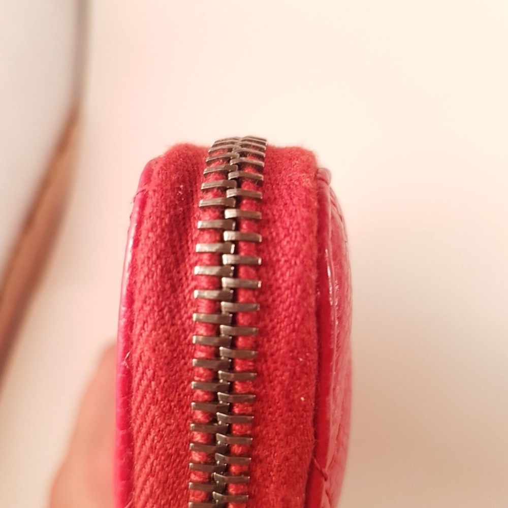 AUTH - Chanel Quilted Caviar Leather Zip around Long Wallet - Red - Good Used - Picture 11 of 16